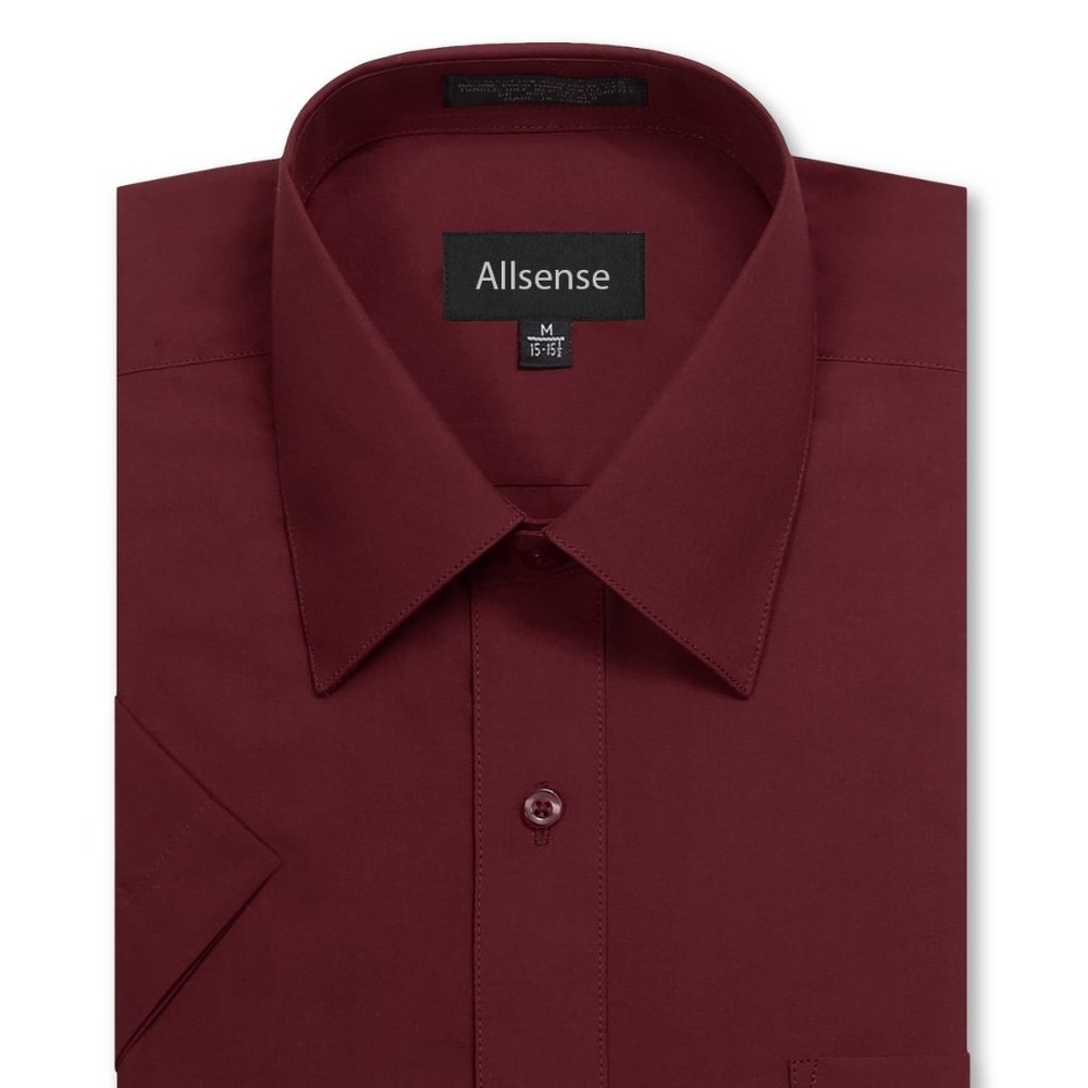 Men's Regular Fit Short-Sleeve Dress shirt Burgundy
